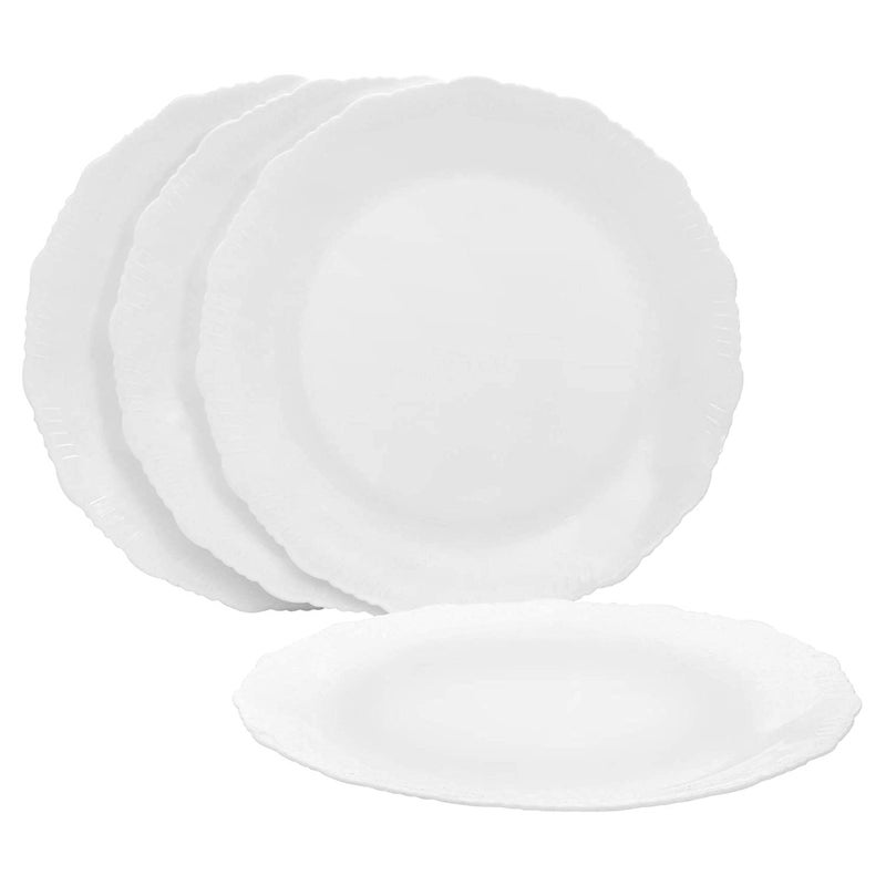 Cutting EDGE Round Colorful Set of Dinner Plates for Families Daily Use Parties Unbreakable Kid Friendly Dishwasher Safe White Set of 4 - Image 1