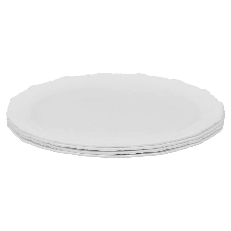 Cutting EDGE Round Colorful Set of Dinner Plates for Families Daily Use Parties Unbreakable Kid Friendly Dishwasher Safe White Set of 4 - Image 3