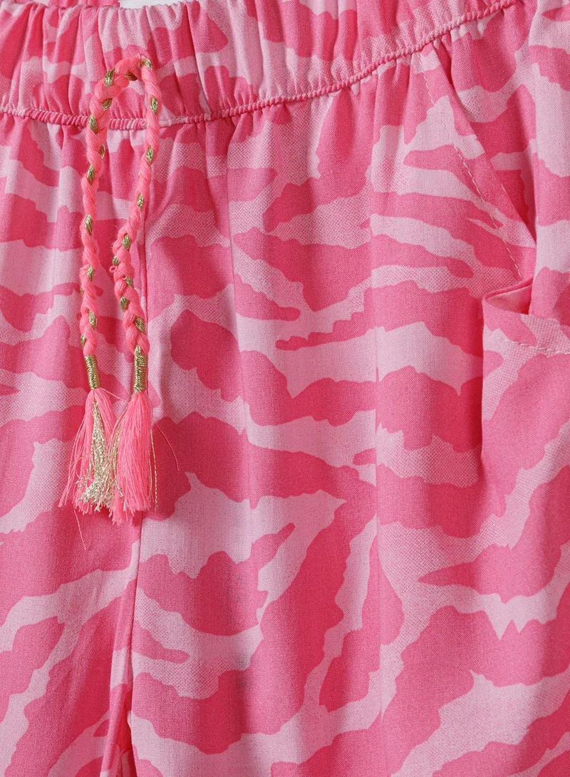 MINOTI Girls Jogger Trousers with Elastic Waist and Allover Print