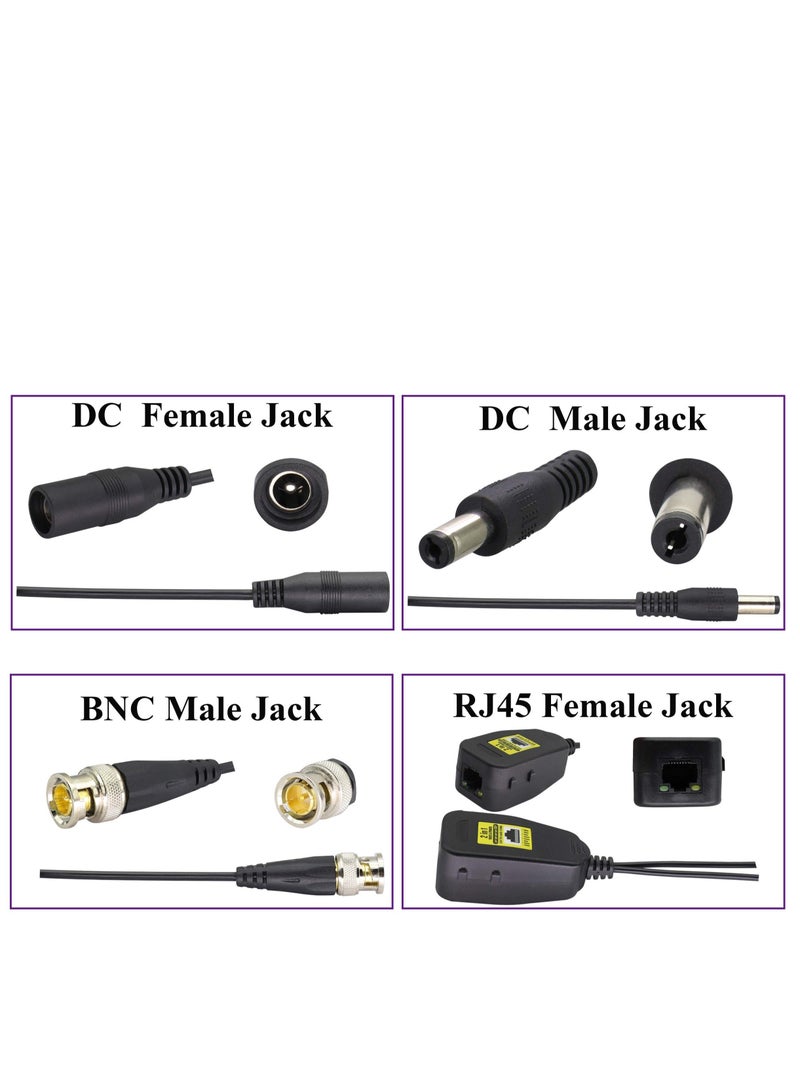 Excefore Passive Video RJ45 to BNC Transceiver Transmitter, HD CVI/TVI/AHD/CVBS, with DC power Connector, for 720P 960P 1080P 3MP 4MP 5MP 8MP CCTV Safety DVR Monitoring Camera System (18cm/4-pairs)  - Image 4