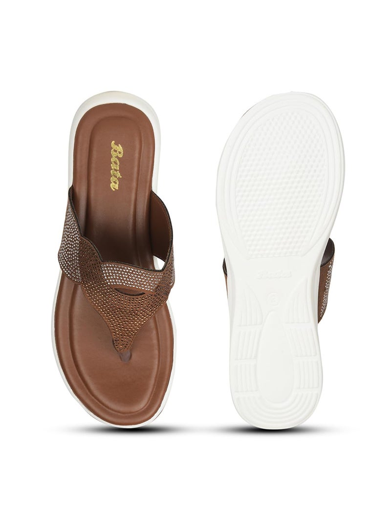 Bata Women's Casual Thong Slipper - Stylish, Comfortable & Lightweight Tan - Image 4