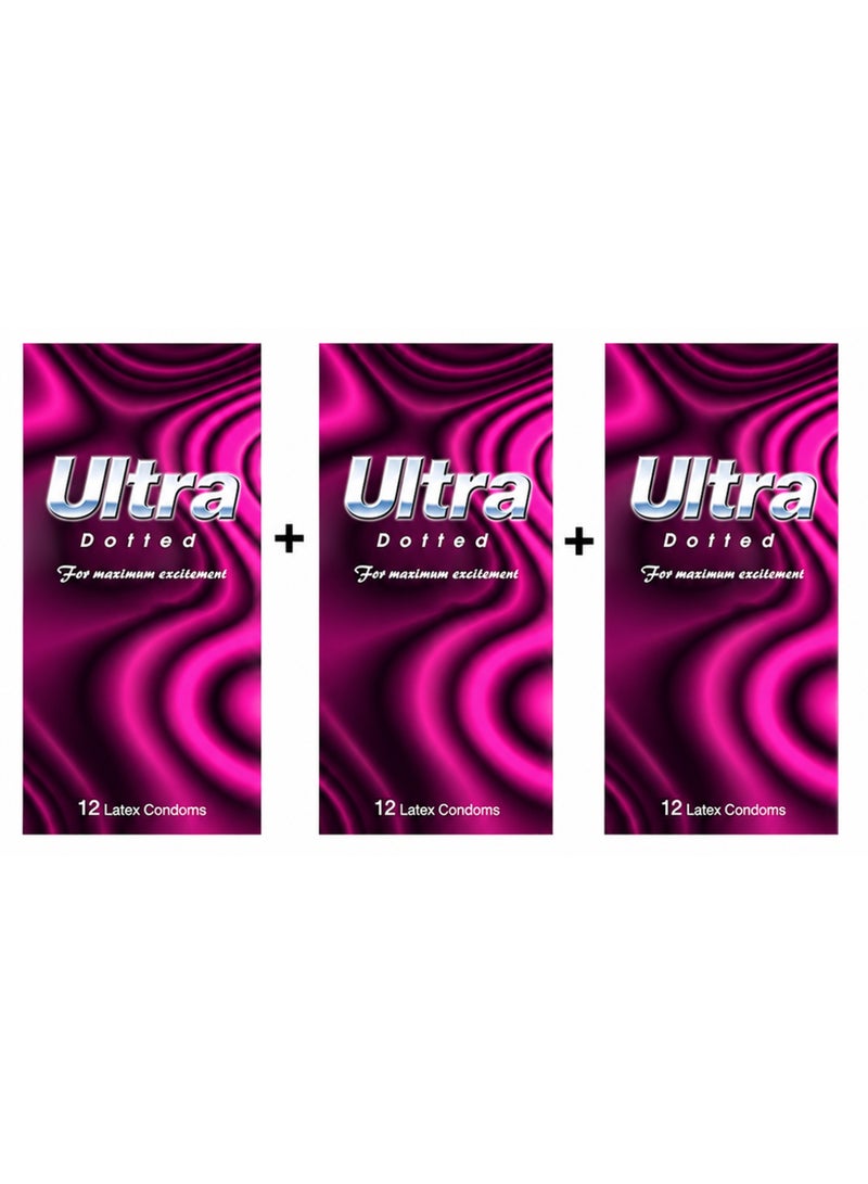 Ultra condoms Dotted 3 packs 12 each