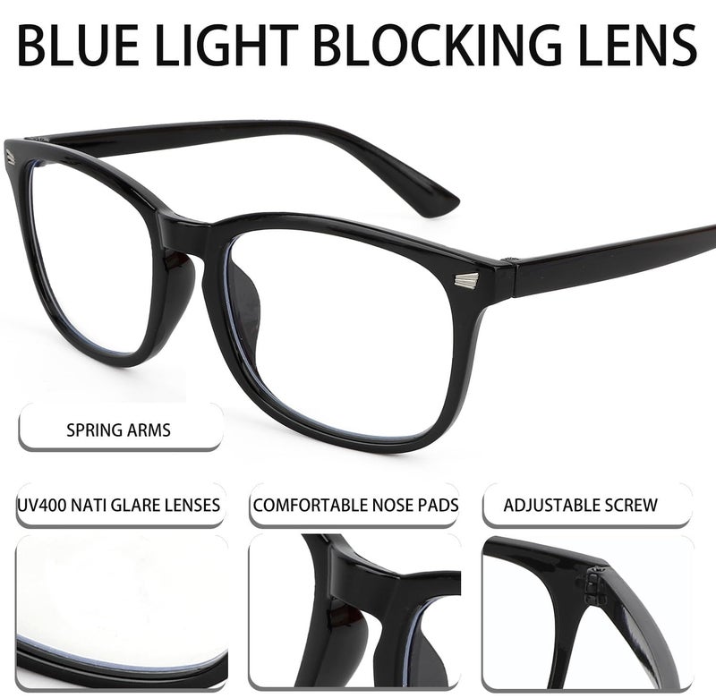 Nelisylux Light Glasses for Woman Men - 2 Pack Bluelight Glasses Womens Mens, Fashion Blue Light Blocking Glasses Screen Fatigue & UV Protection for Gaming Computer (Black & Green) - Image 4