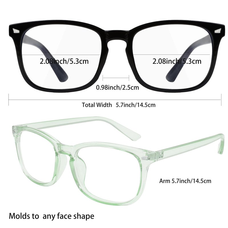 Nelisylux Light Glasses for Woman Men - 2 Pack Bluelight Glasses Womens Mens, Fashion Blue Light Blocking Glasses Screen Fatigue & UV Protection for Gaming Computer (Black & Green) - Image 3