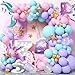 Biapian Mermaid Balloon Arch Kit Pastel Pink Purple Teal Blue Gold Latex Foil Balloons Mermaid Tail Shell Star for Girls Ocean Theme Birthday Party - Image 3
