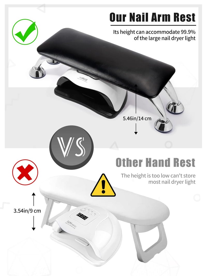 Deciniee Nail Arm Rest for Acrylic Nails, Microfiber Leather Nail Hand Rest Cushion for Nails, Soft Hand Pillow Footstool with 4 Stainless Steel Stands Thick Sponge Nail Pillow for Nail Tech Use (Black) - Image 5