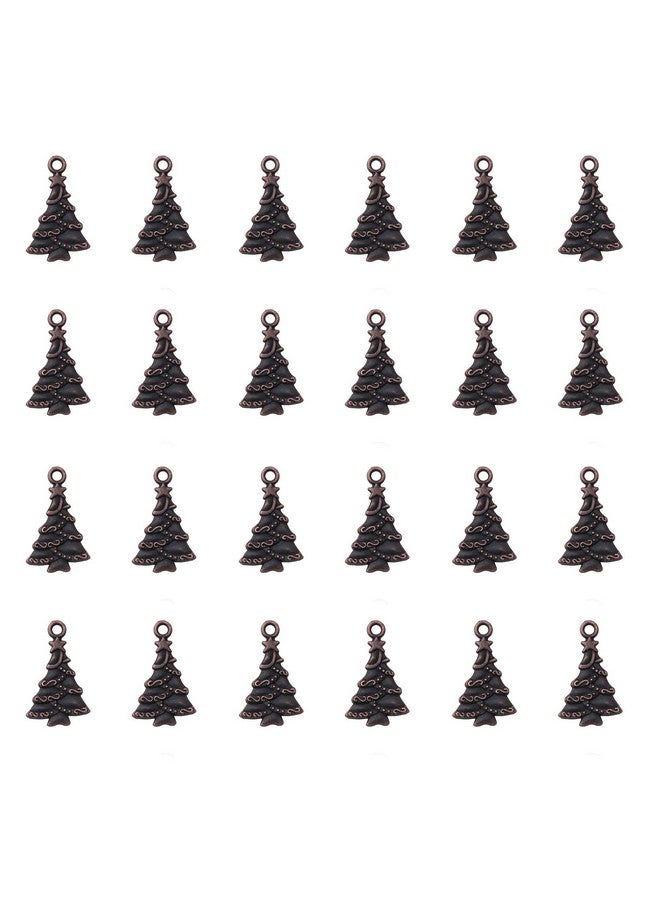 Ruwado 50 Pcs Christmas Tree Charms Cute 2.5 X 1.5 Cm Vintage Metal Hanging Pendants Beads For Diy Jewelry Making Christmas Decoration Necklace Bracelet Crafting Décor (Antique Copper) - Image 1