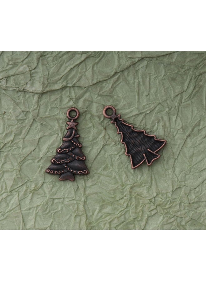 Ruwado 50 Pcs Christmas Tree Charms Cute 2.5 X 1.5 Cm Vintage Metal Hanging Pendants Beads For Diy Jewelry Making Christmas Decoration Necklace Bracelet Crafting Décor (Antique Copper) - Image 4