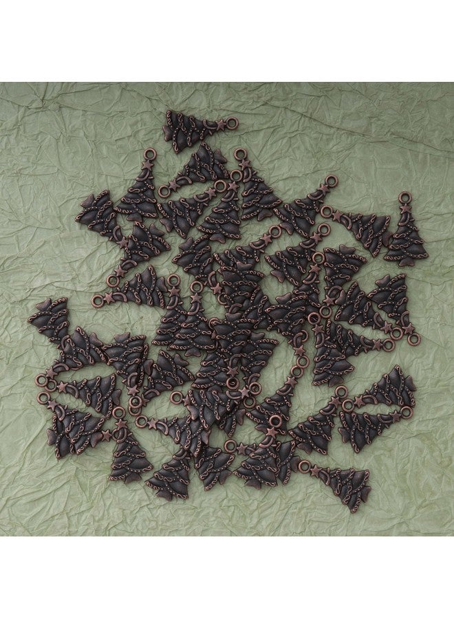 Ruwado 50 Pcs Christmas Tree Charms Cute 2.5 X 1.5 Cm Vintage Metal Hanging Pendants Beads For Diy Jewelry Making Christmas Decoration Necklace Bracelet Crafting Décor (Antique Copper) - Image 3
