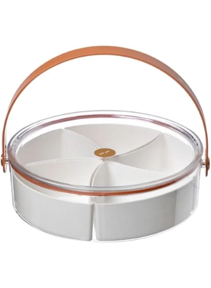 صينية تقديم مقسمة شفافة مع غطاء ومقبض – علبة متعددة الاستخدام لتخزين وتقديم الطعام والحلوى والفواكه والمكسرات - Image 5