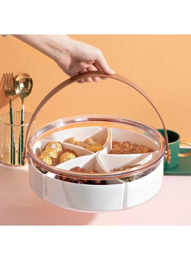 صينية تقديم مقسمة شفافة مع غطاء ومقبض – علبة متعددة الاستخدام لتخزين وتقديم الطعام والحلوى والفواكه والمكسرات - Image 2