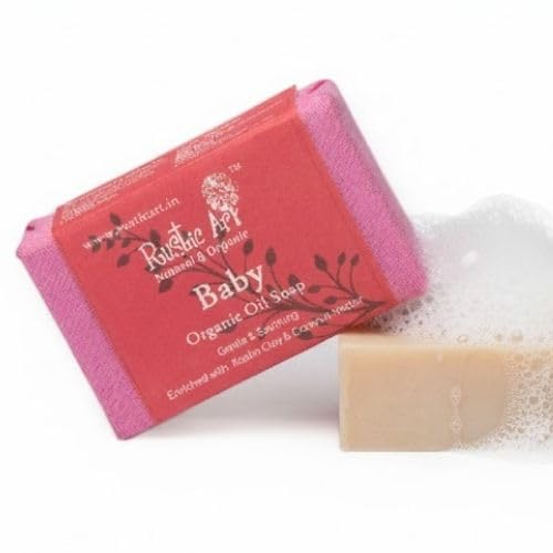 Rustic Art Baby Organic Soap | Cold-Processed Handmade | Coconut Nectar, Aloe & Coconut Milk for Delicate Skin | Vegan, Natural | 100 g (p[ack of 2) - Image 2