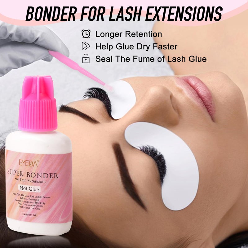 EMEDA Lash Bonder for Eyelash Extensions, Not Adhesive, Glue Accelerator for lash Extensions, Sealer Adhesive, Speed up Drying Time,Add Glue Elasticity,Lock in Fume(15ml Super Bonder Sealant) - Image 2