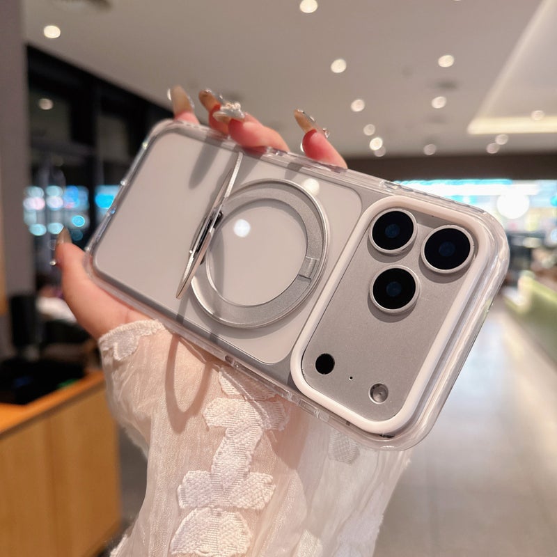 Big Window White Clear Case | 360° Kickstand + MagSafe Charging For iPhone Series - Image 1