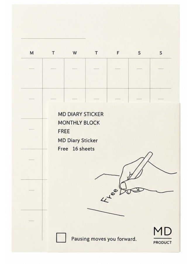 MIDORI MD Undated Monthly Diary Stickers 84794006, approx. 138 x 95 mm, 16 stickers, Cream / Pastel, MD Paper, 16-piece pad for custom planners - Image 2