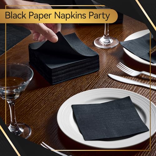 Vplus 500 Pack Black Cocktail Napkins, Elegant Beverage Napkins, 3-Ply Disposable Paper Napkins 4.9x4.9 inch, Perfect for Restaurant, Bar, Party, Wedding, Dessert - Image 5