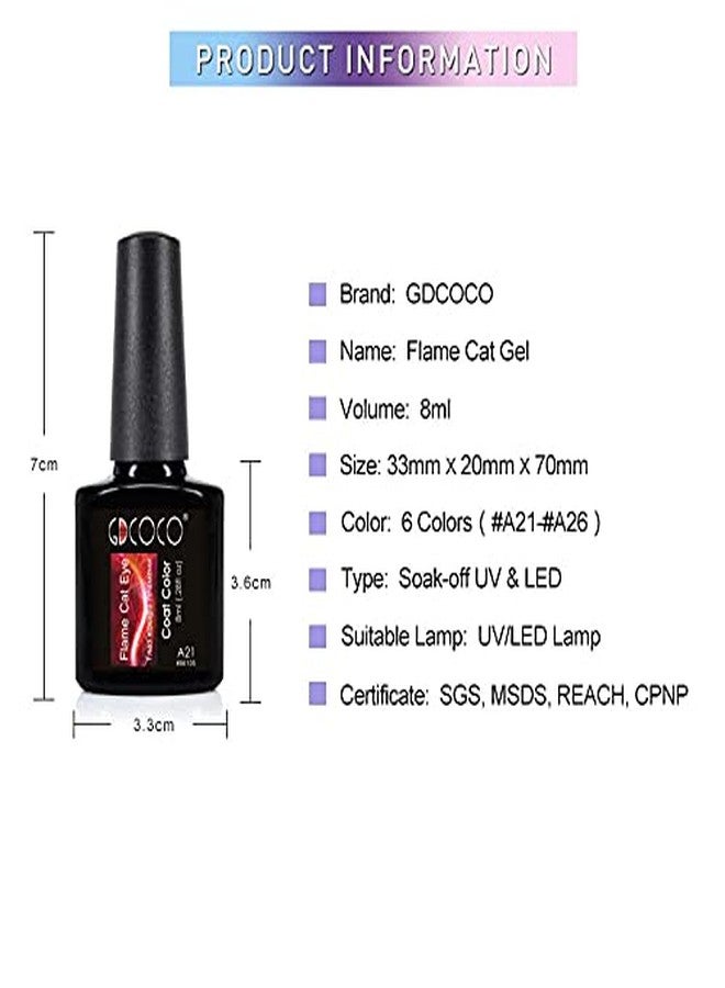 GDCOCO 3D Cat Eye Gel Newest Flame Red Color Nail Gel Polish Soak off UV LED Gel Varnish Glitter Magnet DIY Gel Lacquer (GD-8ml-A25) - Image 5