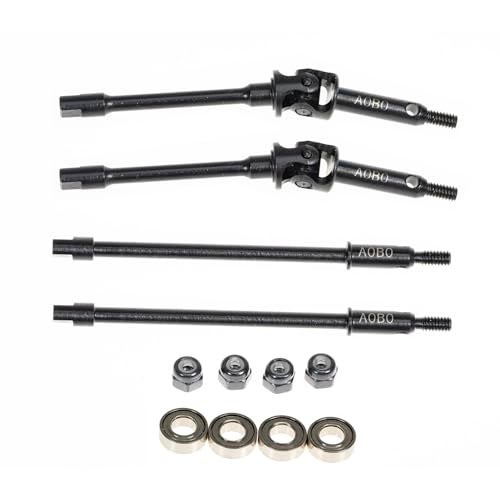 RampCrab Steel Universal Joint Drive Shaft for SCX24 AX24 124 RC Crawler Car Stock Axle Length 1 Pair Front Rear Axle CVD Shafts Upgrades Parts for SCX24 Bronco Deadbolt JLU Gladiator C10 - Image 1
