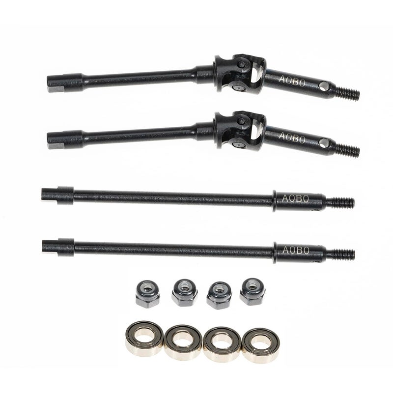 RampCrab Steel Universal Joint Drive Shaft for SCX24 AX24 124 RC Crawler Car Stock Axle Length 1 Pair Front Rear Axle CVD Shafts Upgrades Parts for SCX24 Bronco Deadbolt JLU Gladiator C10 - Image 3