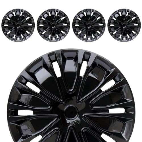 Aiqiying Hubcap Wheel Cover Replacement R16 Hub Caps Universal-Fit Steel Wheel Rim Cover ABS Material Exterior Accessories for Car Truck SUV -Set of 4（16-inch，Black） - Image 1