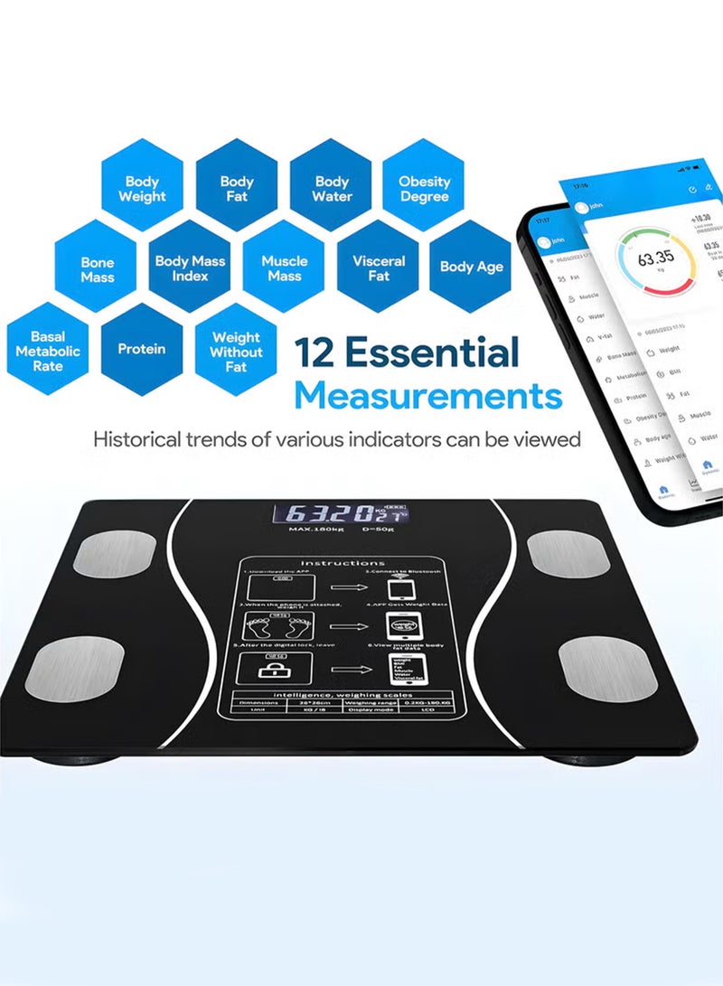 NextWave Smart Scale for Body Weight | Digital Bathroom Weighing Scale with App | Measures BMI, Weight, Fat %, Muscle Mass | Step-On Technology | Max 180kg / 400 lbs - Image 4