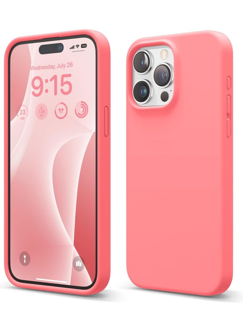 elago Liquid Silicone for iPhone 15 Pro MAX case cover Full Body Protection, Shockproof, Slim, Anti-Scratch Soft Microfiber Lining - Pink - Image 1