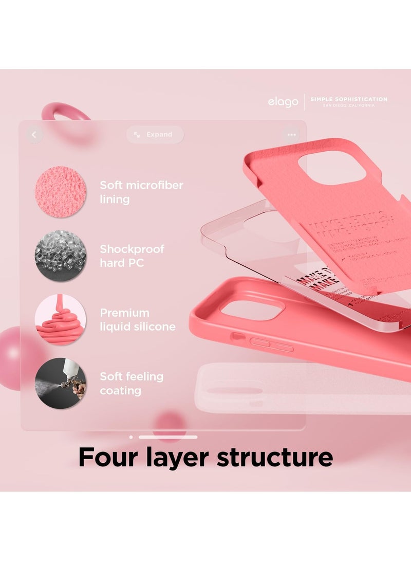 elago Liquid Silicone for iPhone 15 Pro MAX case cover Full Body Protection, Shockproof, Slim, Anti-Scratch Soft Microfiber Lining - Pink - Image 5