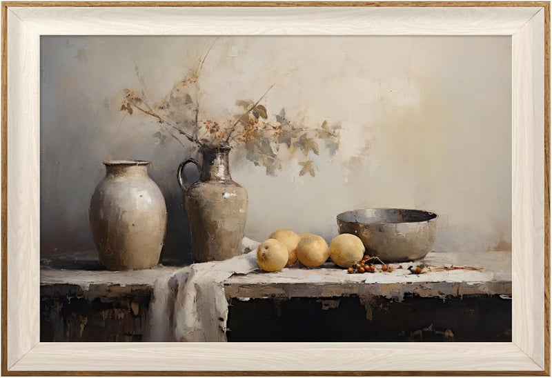 ASTRDECOR Framed Kitchen Wall Art Prints Rustic Kitchen Farmhouse Wall Decor Living Room Vintage Jars Still Life Oil Painting Dining Room Wall Decor Fruits Botanical Canvas Wall Art16x 24 - Image 2
