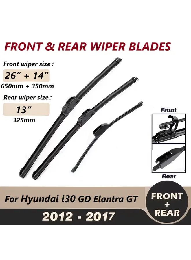 Frameless Windshield Wiper Set 3pcs Kit For HYUNDAI i30 2018 2024 - Image 2