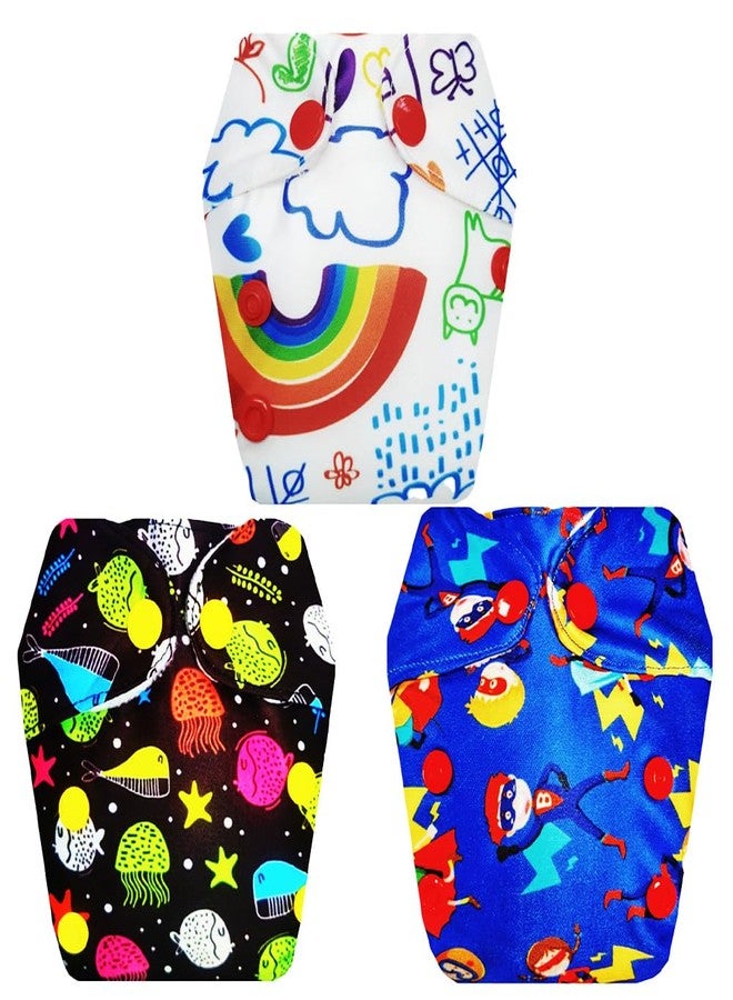 Dumbledo Premium Newborn Cloth Diaper with Integrated Insert (Pack of 3) | Snug Fit | 6-Layer Absorbent Pad | Quick Dry | Ideal for Toddlers | 0 - 4 Months | Unisex Baby - Image 1