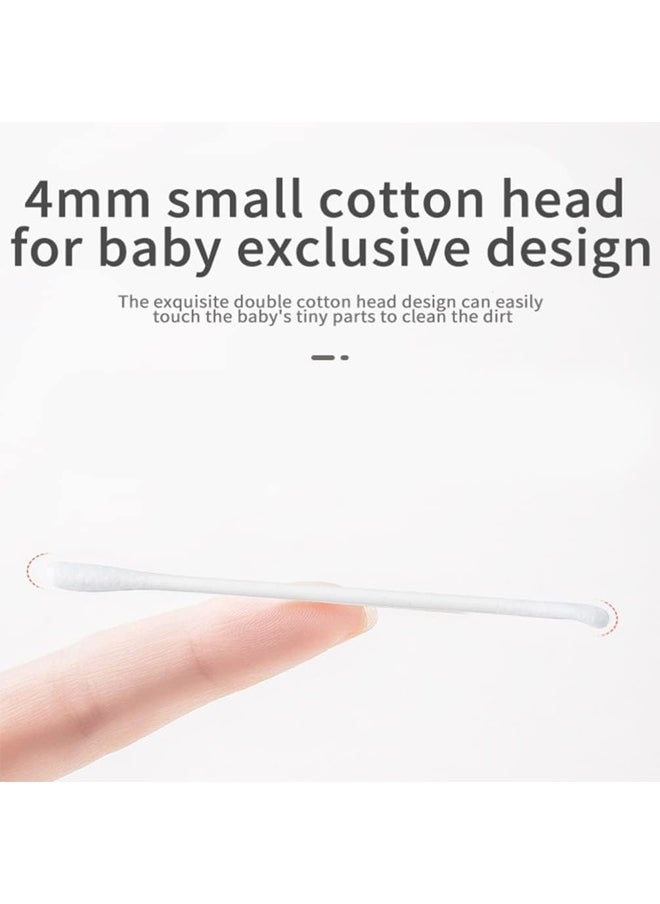 Berma Baby 200Pcs Baby Cotton Swabs, Ear Cleaners, Biodegradable Baby Cotton Buds Kids Safety Swabs, Made of Safe Cotton, Double-headed Design, Applicator Cleaning Sticks Wax Cleaner for Baby Ear Nose Clean  - Image 5