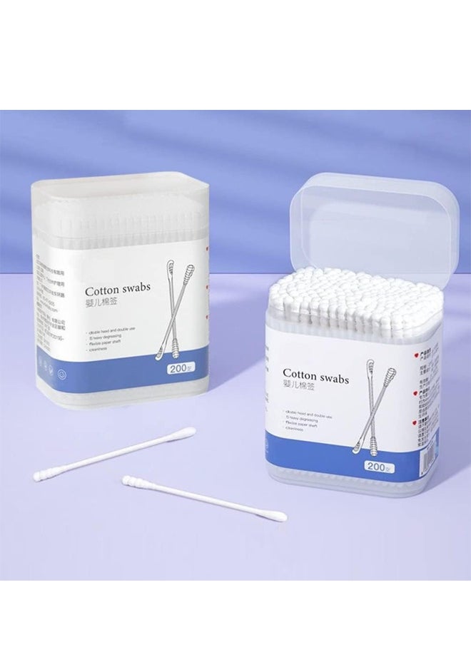 Berma Baby 200Pcs Baby Cotton Swabs, Ear Cleaners, Biodegradable Baby Cotton Buds Kids Safety Swabs, Made of Safe Cotton, Double-headed Design, Applicator Cleaning Sticks Wax Cleaner for Baby Ear Nose Clean  - Image 4