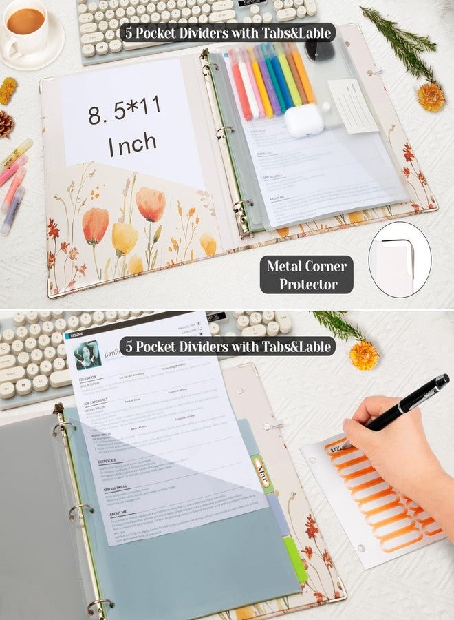BVSSX 3 Ring 1 Inch Binder Organizer, BVSSX Three Ring Binders with Clipboard, 5-Tabs Pockets Dividers, Plastic Folder, 18 Divider Stikers,Pen Loop (Weeds, Letter Size) - Image 4