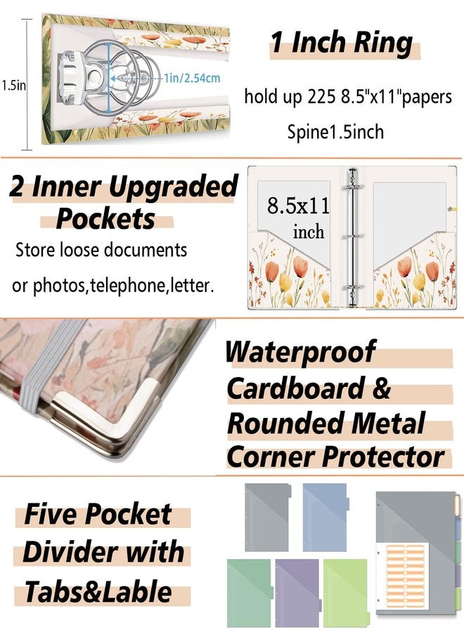 BVSSX 3 Ring 1 Inch Binder Organizer, BVSSX Three Ring Binders with Clipboard, 5-Tabs Pockets Dividers, Plastic Folder, 18 Divider Stikers,Pen Loop (Weeds, Letter Size) - Image 5