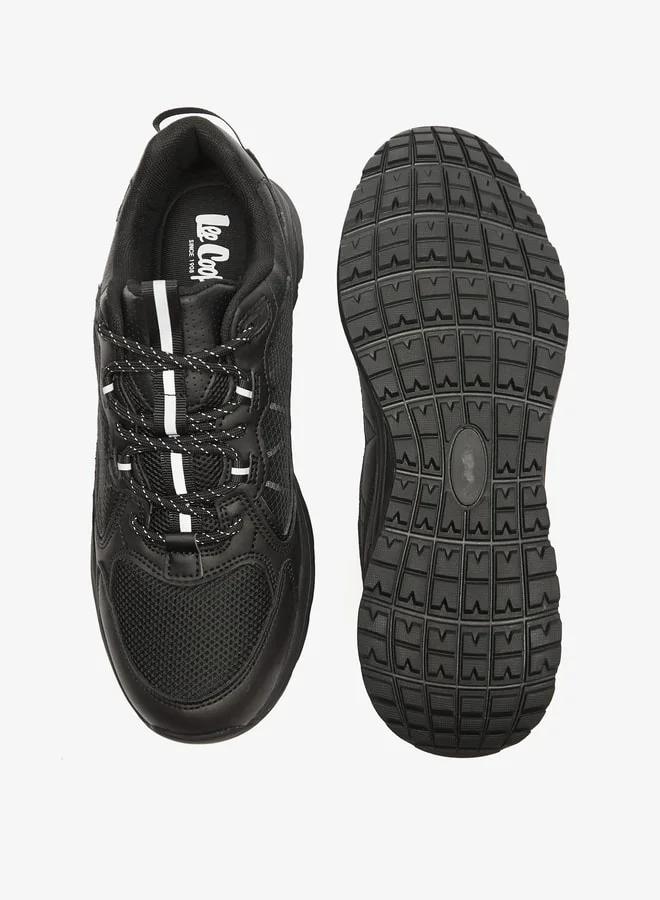 Lee Cooper Men's Textured Sneakers with Lace-Up Closure