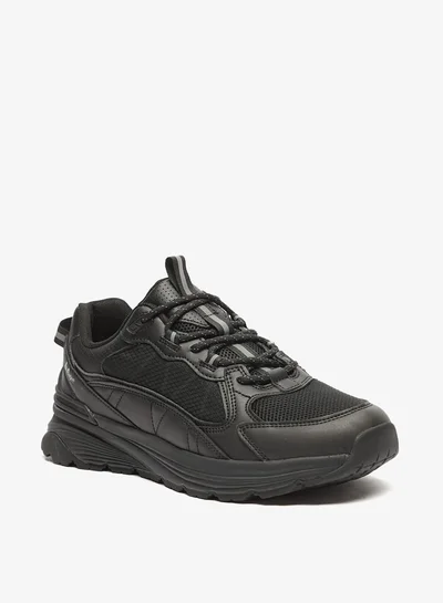 Lee Cooper Men's Textured Sneakers with Lace-Up Closure