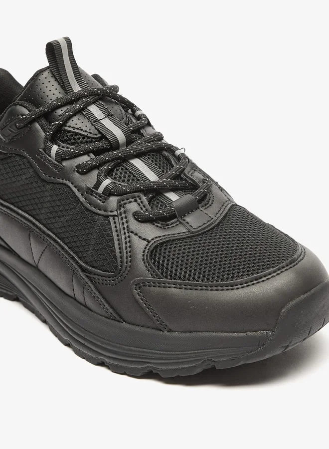 Lee Cooper Men's Textured Sneakers with Lace-Up Closure