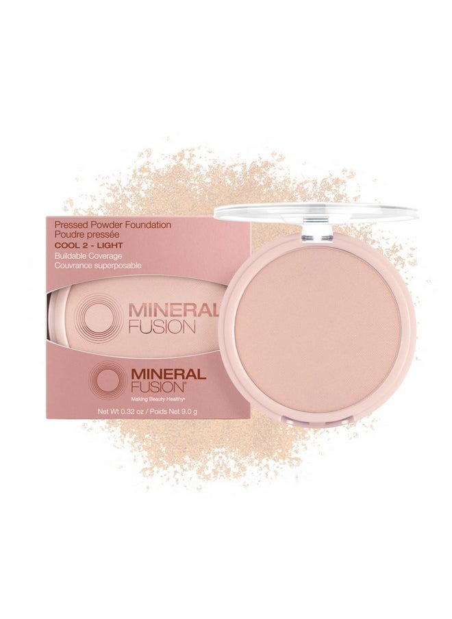 Mineral Fusion - Pressed Powder Foundation, Cool 2 Fair/Med Skin W/ Pink/Red Undertones, Age Defying Foundation Makeup With Matte Finish, Talc Free Face Powder, Hypoallergenic, Crueltyfree, 0.32 Oz - Image 1