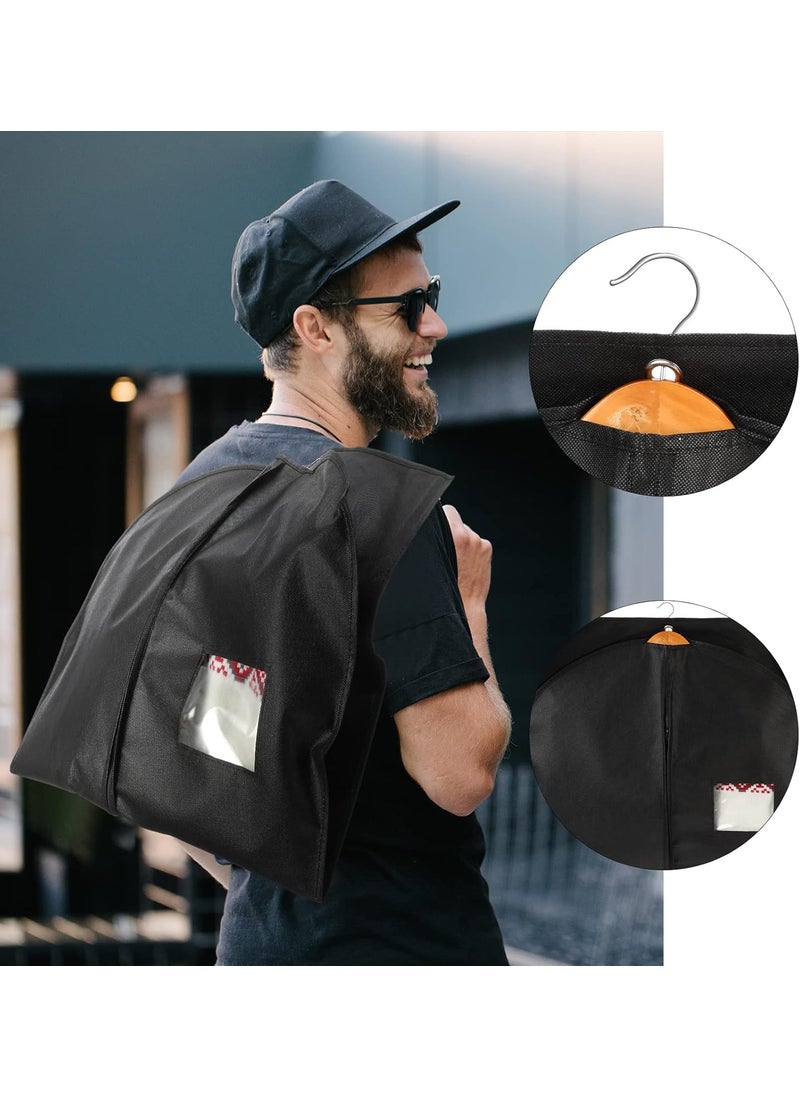 Woanger 24 Pack Black Garment Bag Bulk for Closet Storage 40 Inch Hanging Suit Bags Cover Clothes Cover for Hanging with Zipper and Clear Window for Travel Men Coat Jacket Dance Dress  - Image 3