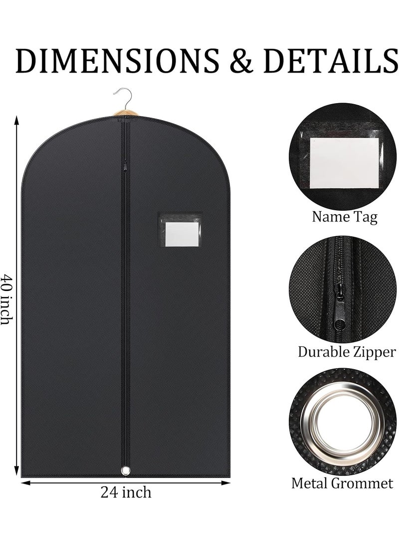 Woanger 24 Pack Black Garment Bag Bulk for Closet Storage 40 Inch Hanging Suit Bags Cover Clothes Cover for Hanging with Zipper and Clear Window for Travel Men Coat Jacket Dance Dress  - Image 2