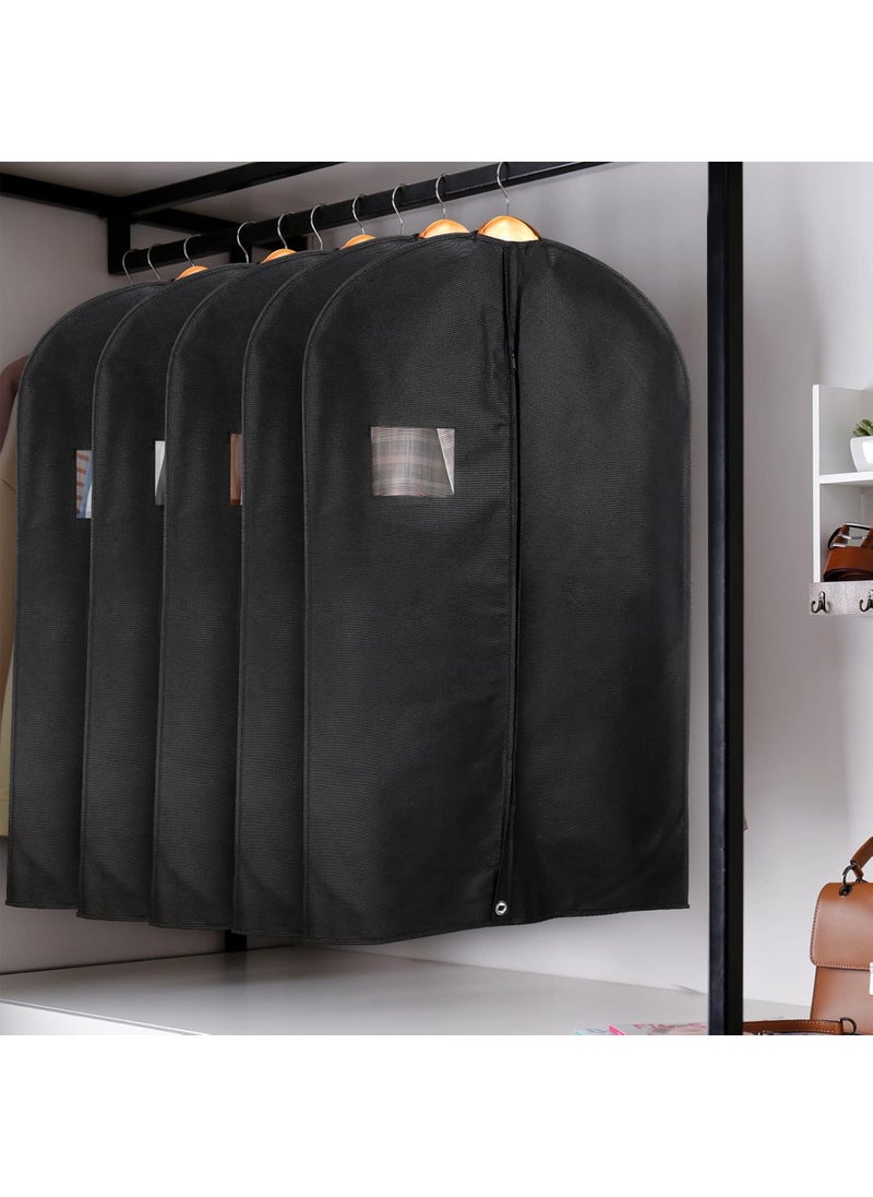 Woanger 24 Pack Black Garment Bag Bulk for Closet Storage 40 Inch Hanging Suit Bags Cover Clothes Cover for Hanging with Zipper and Clear Window for Travel Men Coat Jacket Dance Dress  - Image 5