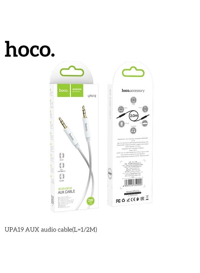 hoco. UPA19 Cable 3.5mm to 3.5mm audio AUX(L=2M, Silver)  - Image 5