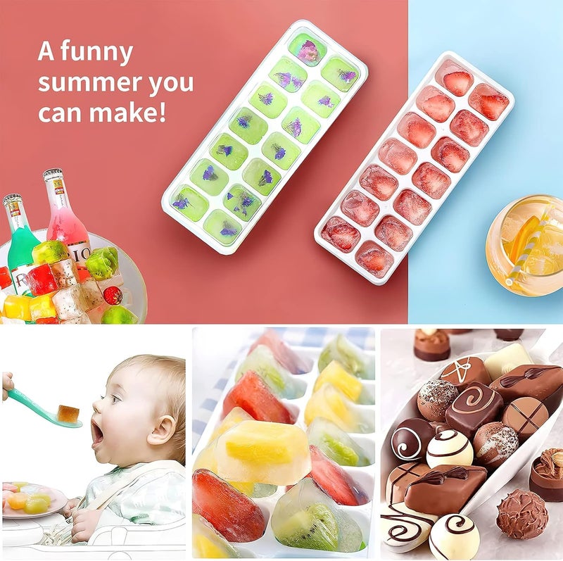 Airabc Ice Cube Tray, Pack of 4 Silicone Ice Cube Trays with Lid, Space-Saving and Stackable, LFGB Certified and BPA Free Square Ice Cube Trays Easy to Remove - Image 2