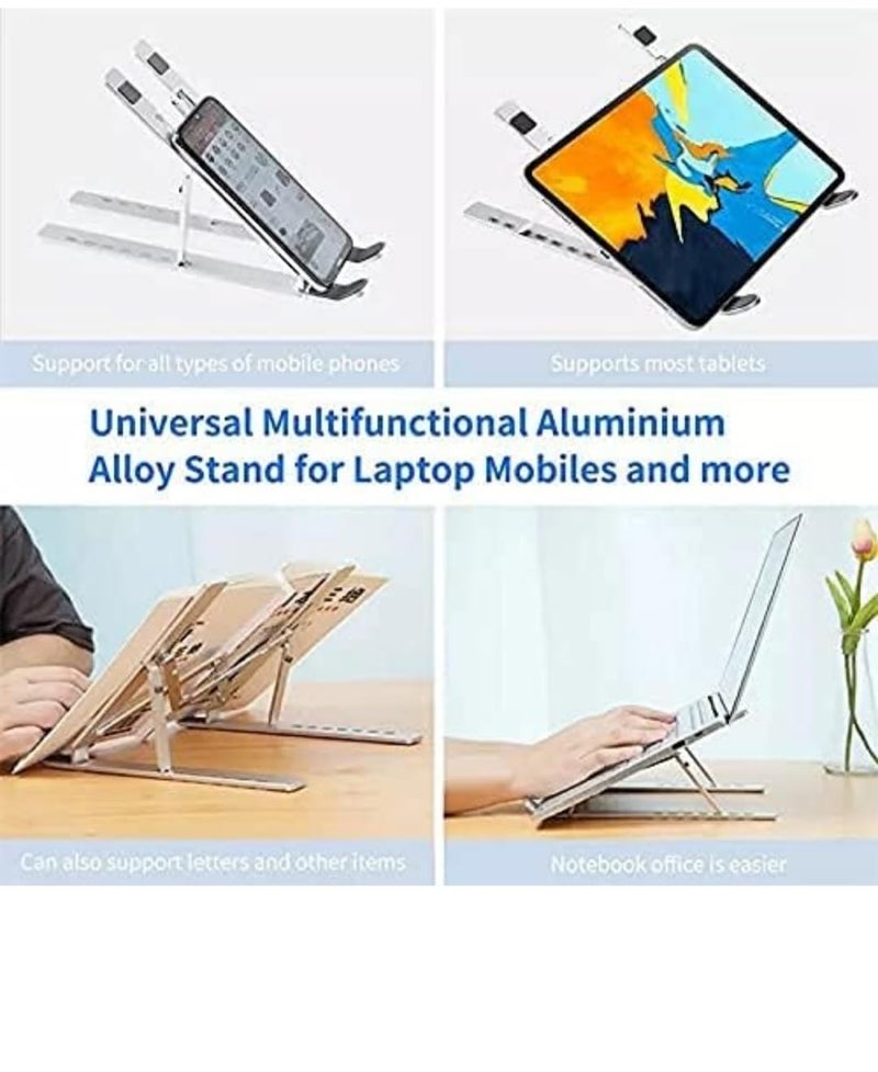 Divine Quest Divine Quest JN Supplier Portable Laptop Stand Adjustable Aluminium Alloy Foldable with Storage Bag Silver - Image 2