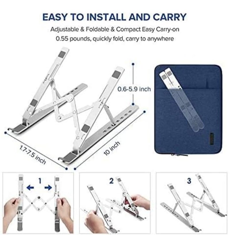 Divine Quest Divine Quest JN Supplier Portable Laptop Stand Adjustable Aluminium Alloy Foldable with Storage Bag Silver - Image 4