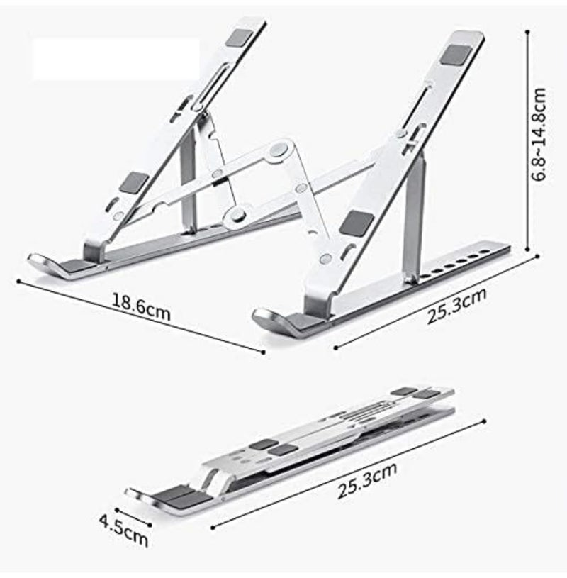 Divine Quest Divine Quest JN Supplier Portable Laptop Stand Adjustable Aluminium Alloy Foldable with Storage Bag Silver - Image 5
