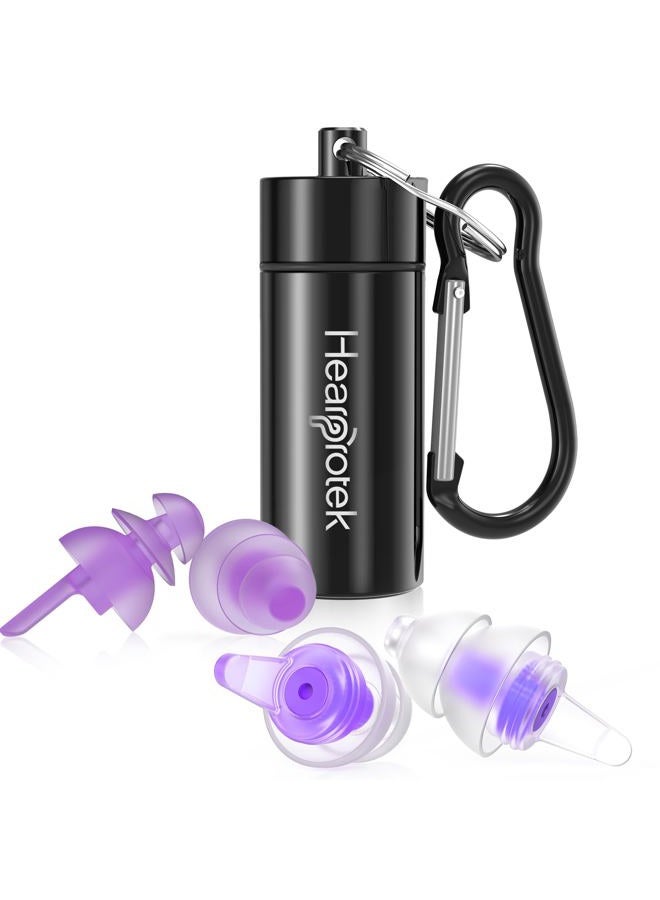 Hearprotek Sleeping Ear Plugs, 2 Pairs Ear Plugs (32db & 30db) Ultra Soft Noise Reduction and Hearing Protection earplugs for Side Sleepers, snoring, Travel, Working, Safety (Purple) - Image 1