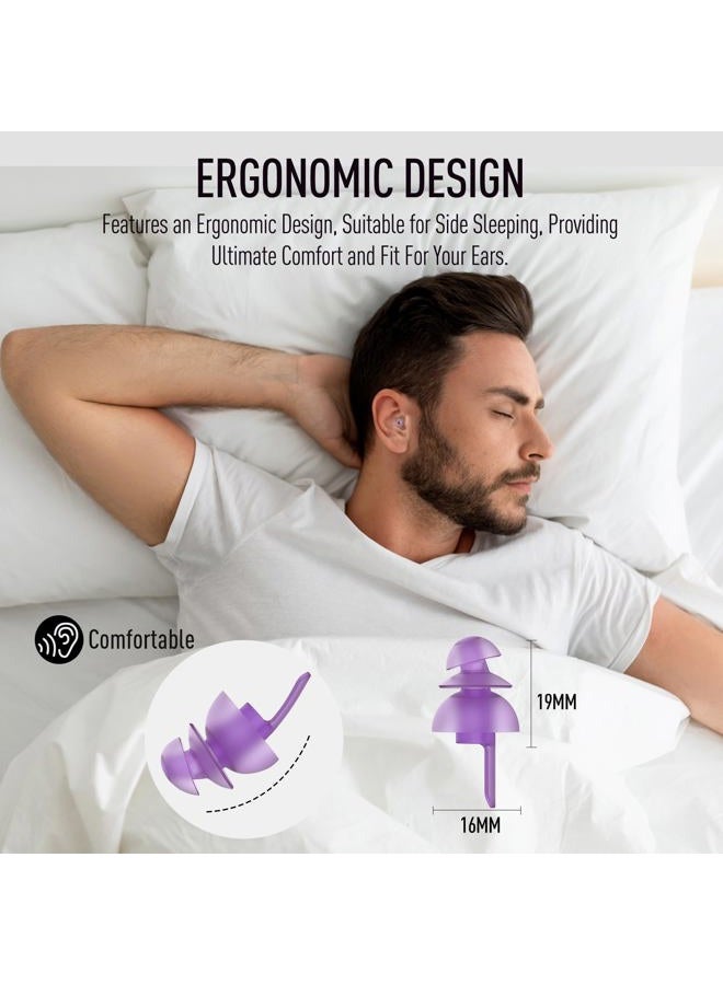 Hearprotek Sleeping Ear Plugs, 2 Pairs Ear Plugs (32db & 30db) Ultra Soft Noise Reduction and Hearing Protection earplugs for Side Sleepers, snoring, Travel, Working, Safety (Purple) - Image 3