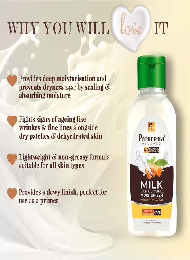 Parampara Ayurved Milk Skin Glowing Moisturizer | Herbal Daily Face & Body Cream with Vitamin E, Almond Oil & Jojoba Oil | Deep Nourishment for Dry & Dull Skin | 100ml | Pack Of 2 - Image 2