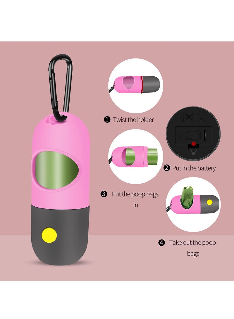 Dog Diaper Capsule Bag Dispenser with Built-in LED Flashlight and Metal Clip for Leash, 2pcs Capsule 20pcs Bags, Dog Walking Accessory (Random Color) - Image 3